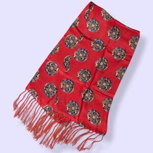 Vintage Silk Rectangular Fringe Scarf
